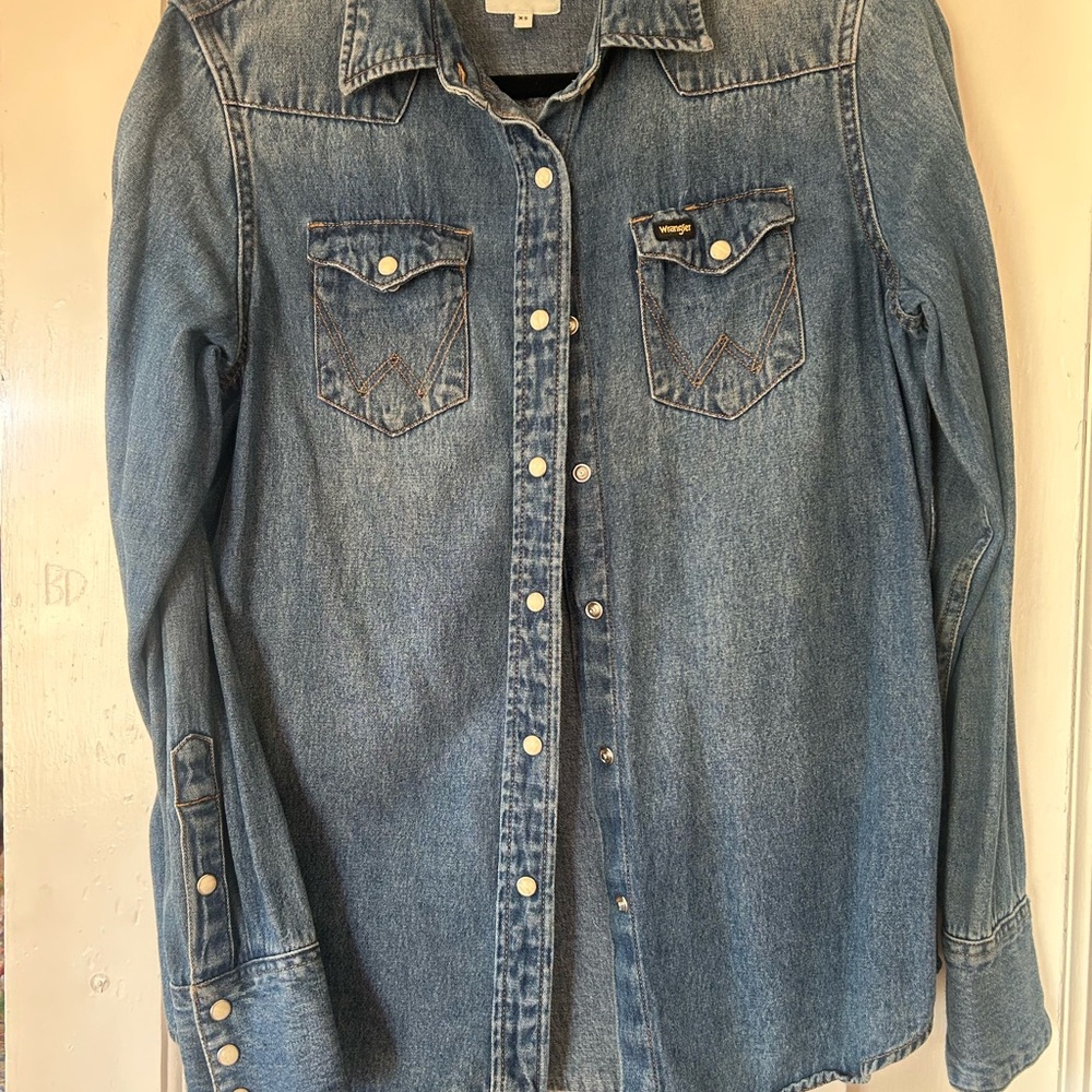 Wrangler Western Blue Denim Snap Cotton Shirt - Picture 7 of 7
